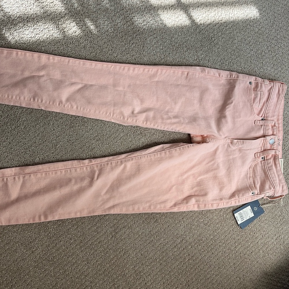 High-rise light pink skinny jeans size 0